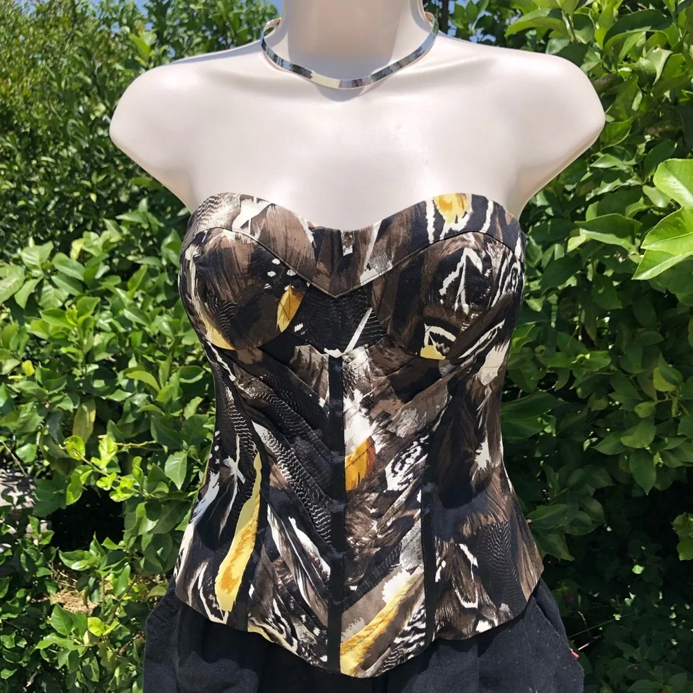 bebe Black Corset Strapless Zip Up Top - Picture 1 of 8